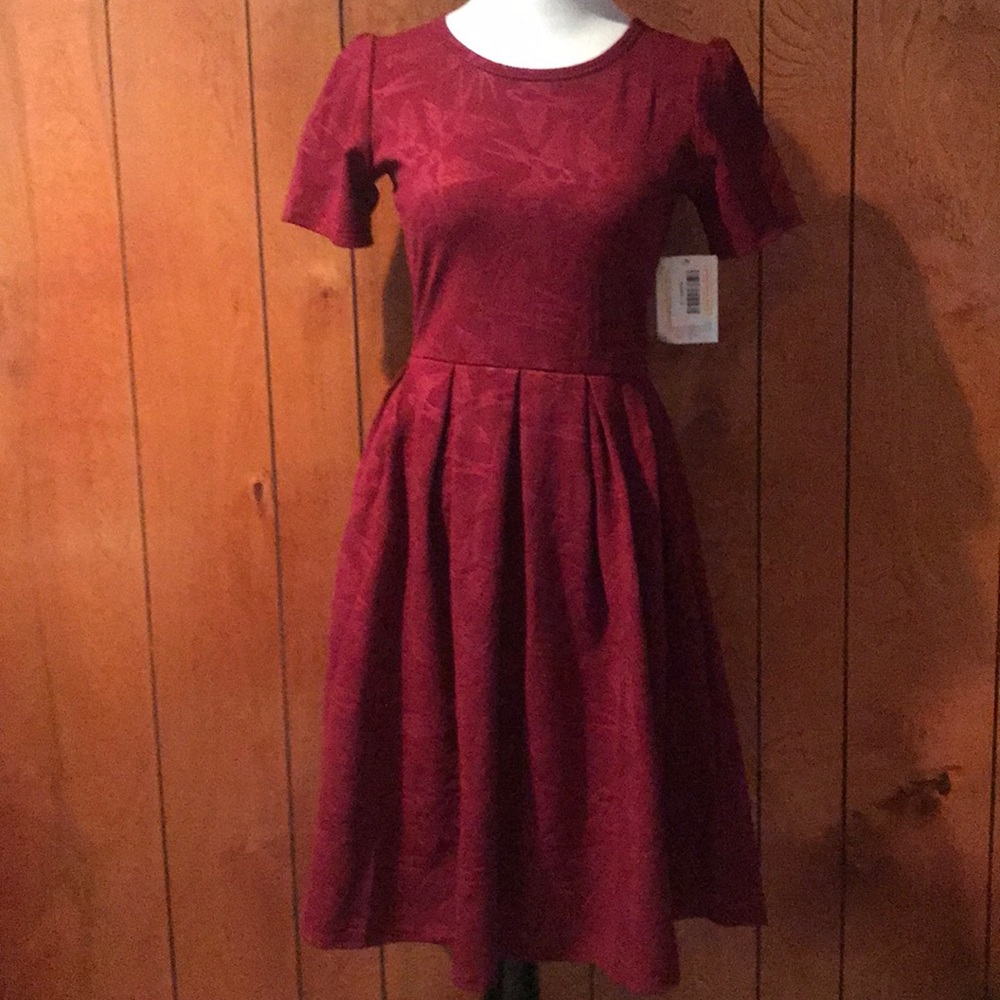 LuLaRoe Burgundy Textured Midi Dress